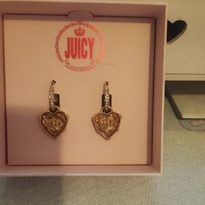Juicy Couture Gold Heart Earrings with Sparkle